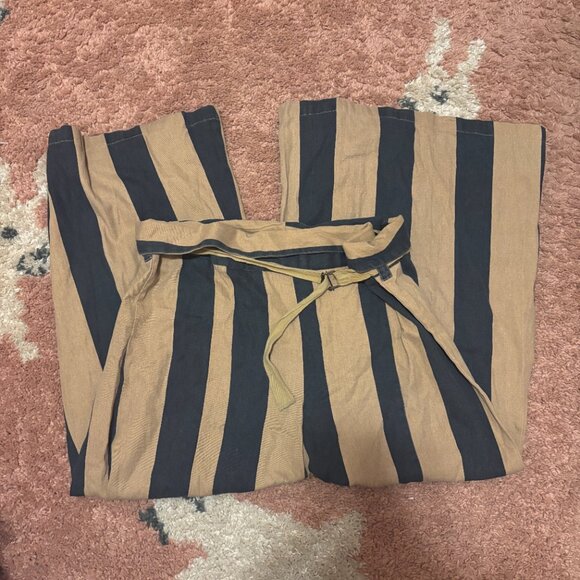 Free People Majorie High Waist Palazzo Pants Striped WideLeg Tie Boho Small READ - Picture 2 of 11